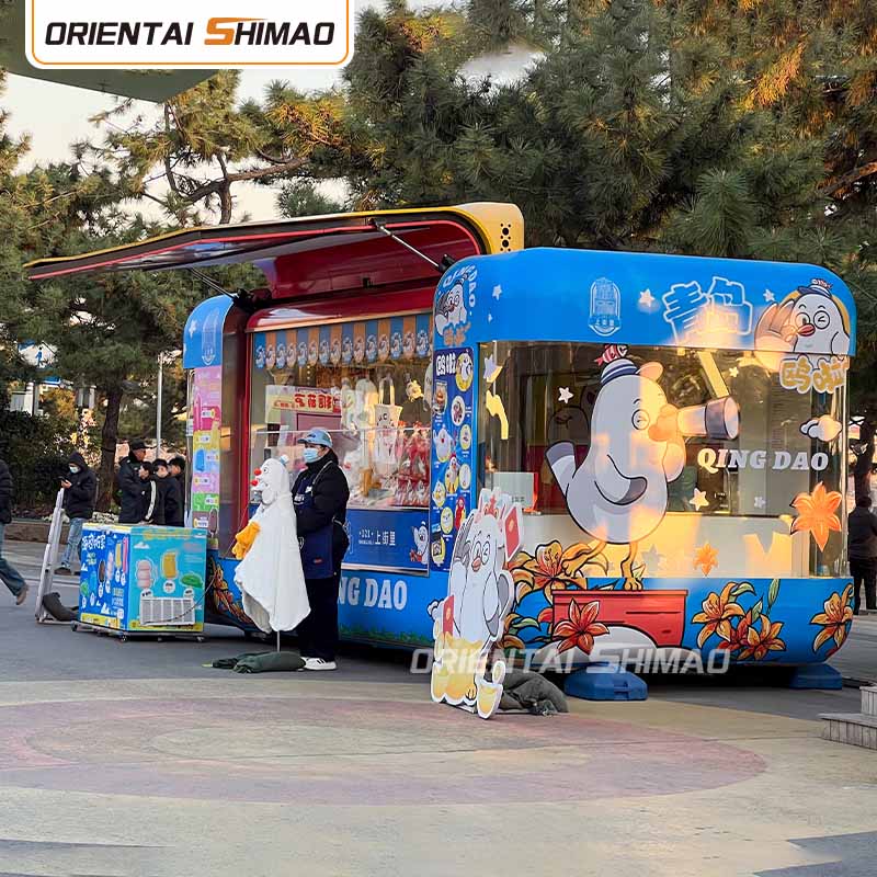 รถเข็นอาหารบนล้อ รถเข็นอาหารพับได้ การจัดเลี้ยง Street Food Trailer รถบรรทุกอาหาร