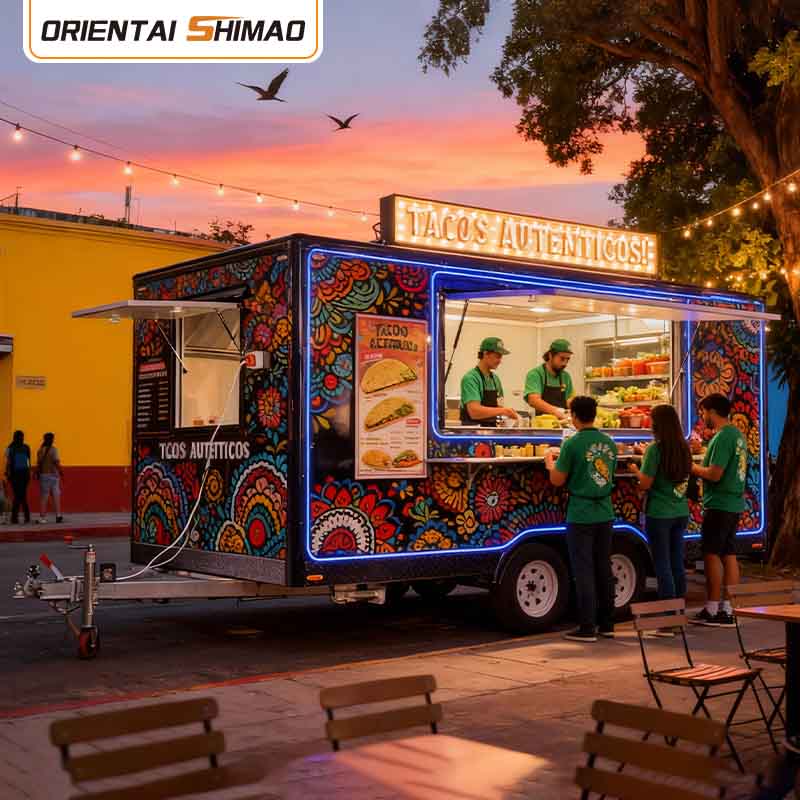 รถพ่วงจัดเลี้ยงเคลื่อนที่ อาหารริมทาง รถเข็นฮอทดอก รถพ่วงอาหารพร้อมอุปกรณ์ครบครัน รถบรรทุกอาหาร